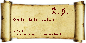 Königstein Jolán névjegykártya