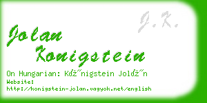 jolan konigstein business card